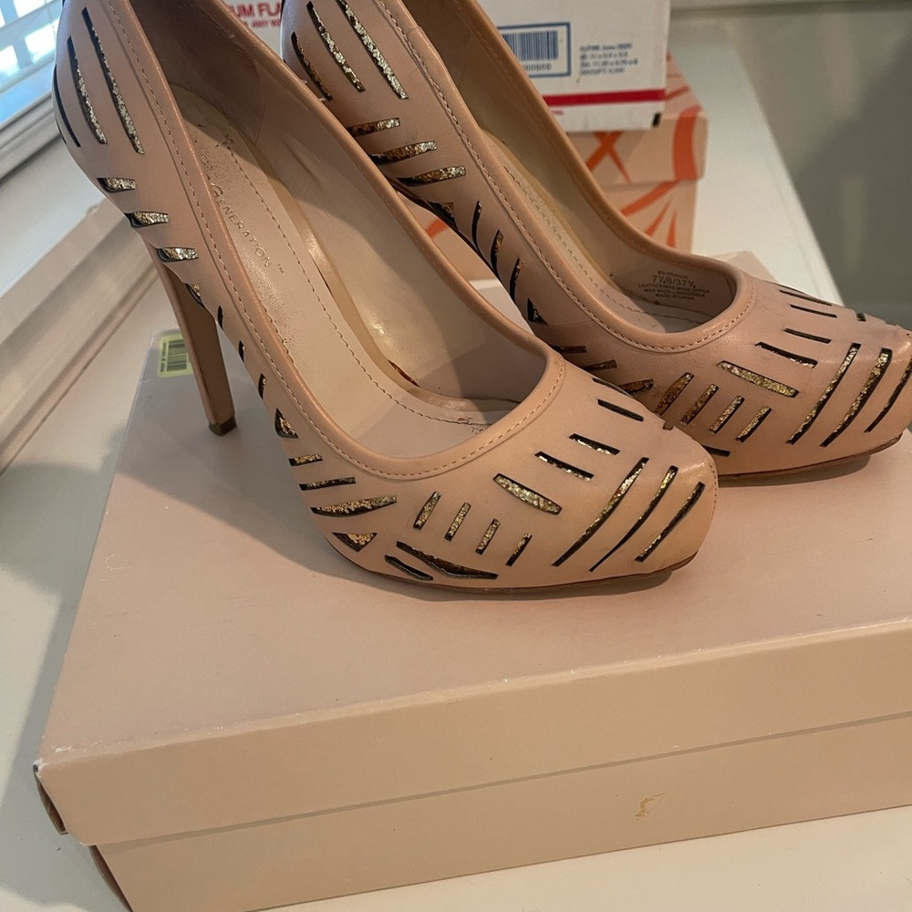 BCBGeneration Cream and Gold Stiletto Heels